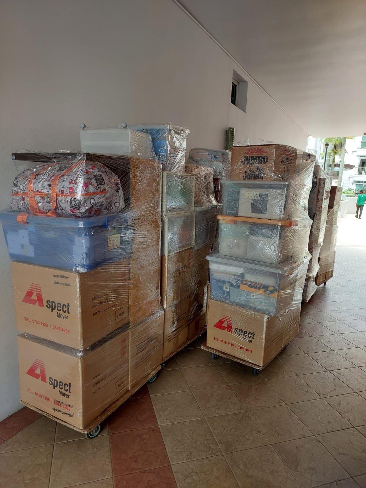 Stacked moving carton boxes supplied by Aspect Mover in Singapore